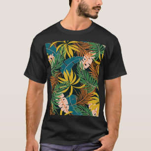 Summer Tropical Bright Plants Pattern T-Shirt