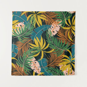 Summer Tropical Bright Plants Pattern Tapestry
