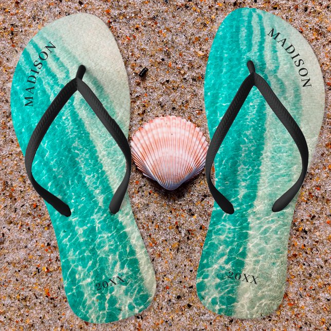 Summer Tropical Destination Beach Bridal Wedding Flip Flops (Creator Uploaded)