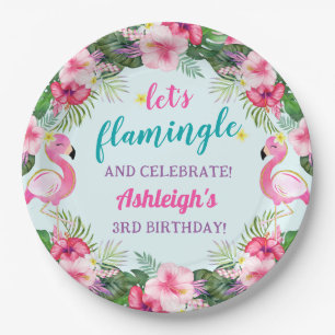 Summer Tropical Flamingo Birthday  Paper Plate