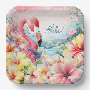 Summer Tropical Flamingo Luau Plate Design