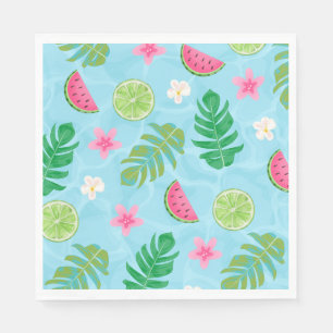 Summer tropical floral pool party Birthday Napkin
