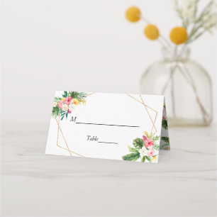 Summer Tropical Floral Wedding Table Escort Place Card