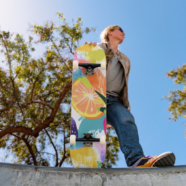 Summer Tropical Fruit Fiesta  Skateboard (Outdoor 1)