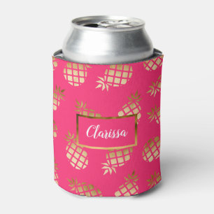 Summer tropical gold and pink pineapple pattern can cooler