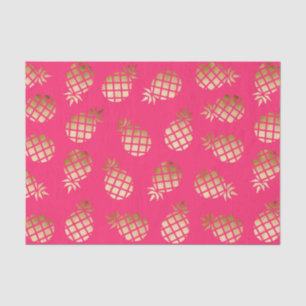 Summer tropical gold and pink pineapple pattern tissue paper