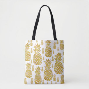 summer tropical golden pineapples tote bag
