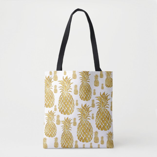summer tropical golden pineapples tote bag (Front)