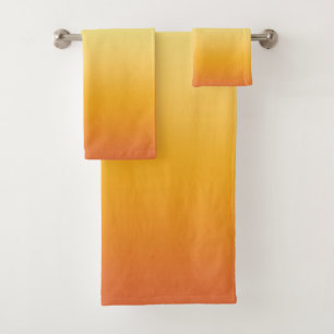 Summer Tropical Gradient Orange Lemon Lime Ombre  Bath Towel Set