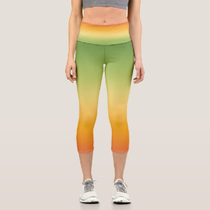 Summer Tropical Gradient Orange Lemon Lime Ombre Capri Leggings