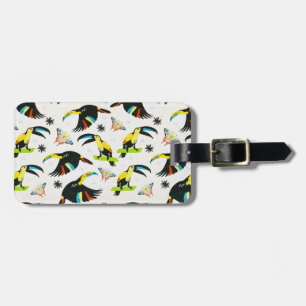 Summer Tropical Jungle Parrot Butterfly Luggage Tag