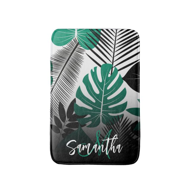 Summer Tropical Leaves Bath Mat (Front Vertical)