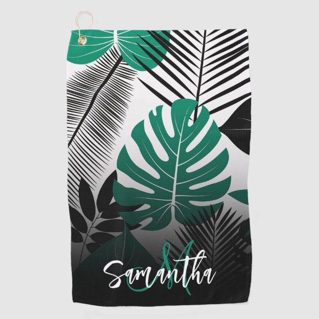 Summer Tropical Leaves Golf Towel (Front)