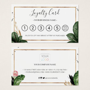 Summer Tropical Leaves Loyalty Punch Card