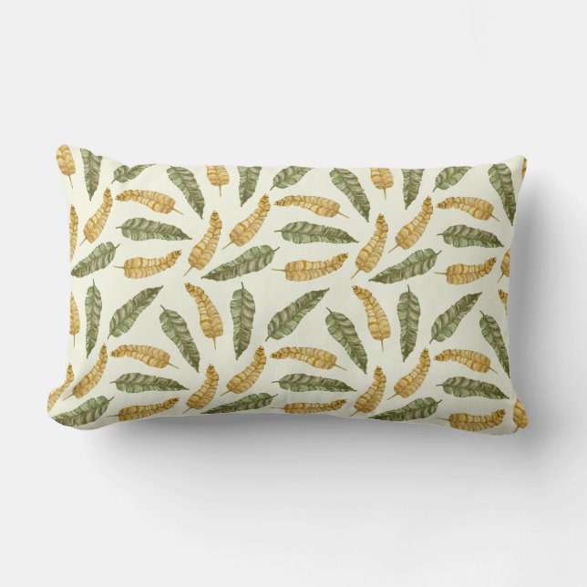Summer Tropical Leaves Lumbar Cushion (Front)