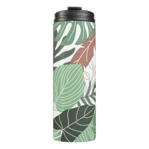 Summer tropical leaves seamless pattern thermal tumbler