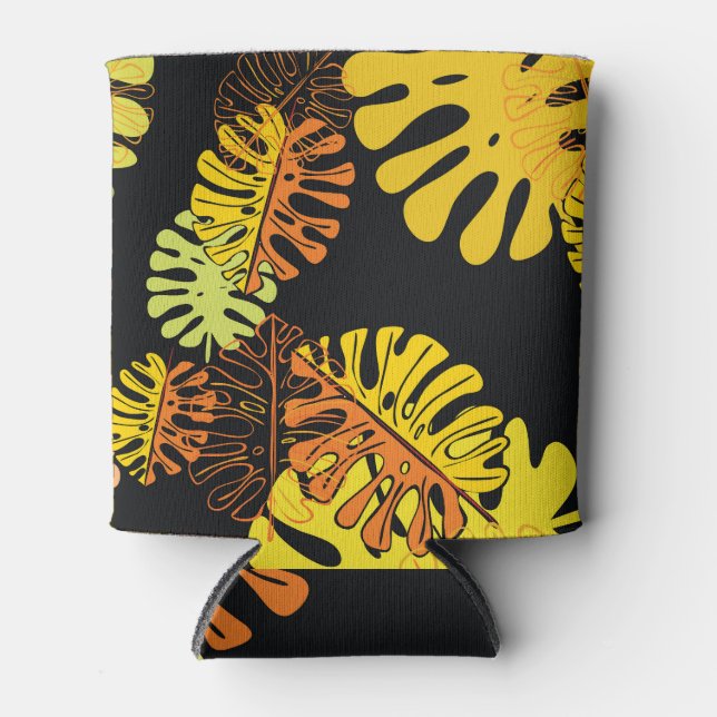 Summer Tropical Leaves Vintage Design Can Cooler (Front)