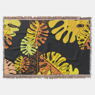Summer Tropical Leaves Vintage Design Throw Blanket
