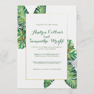 Summer Tropical Leaves Wedding Party Invitation