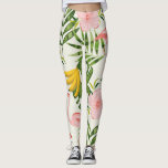 Summer Tropical Leggings<br><div class="desc">Summer Tropical Leaves Pink Flamingo Banana Leggings</div>