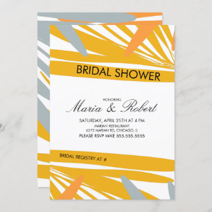 Summer Tropical Palm Abstract Yellow Bridal Shower Invitation