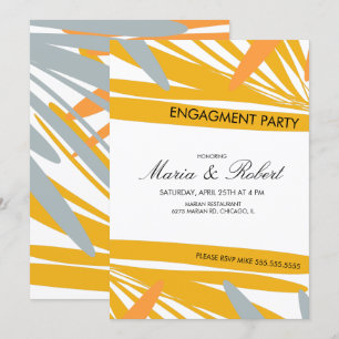 Summer Tropical Palm Abstract Yellow Engagement Invitation