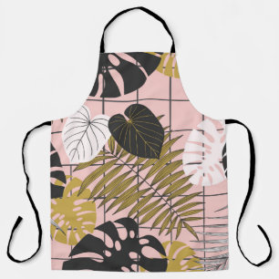 Summer tropical palm leaves pattern apron