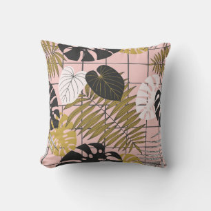 Summer tropical palm leaves pattern cushion