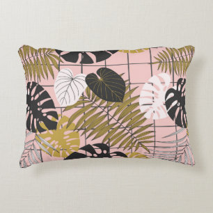 Summer tropical palm leaves pattern decorative cushion