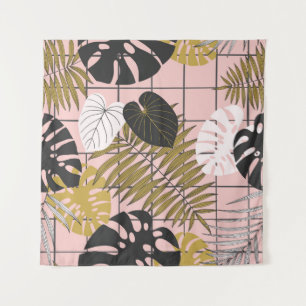 Summer tropical palm leaves pattern tapestry