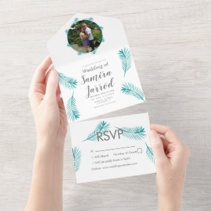 Summer Tropical Palm Photo Wedding   All In One Invitation