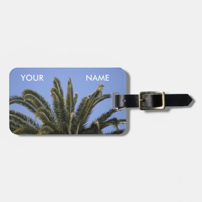 Summer Tropical Palm Tree Fronds Template Luggage Tag (Front Horizontal)