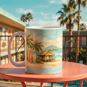 Summer Tropical Palm Trees Vintage Surfboards Coffee Mug