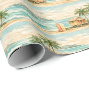 Summer Tropical Palm Trees Vintage Surfboards Wrapping Paper