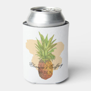 Summer Tropical Pineapple Coastal Wedding Can Cooler