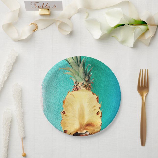 Summer Tropical Pineapple Fruit Birthday Party Paper Plate (Wedding)