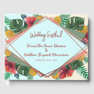 Summer Tropical Pineapple Leaves Floral Wedding Guest Book