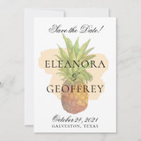 Summer Tropical Pineapple Watercolor Wedding Photo