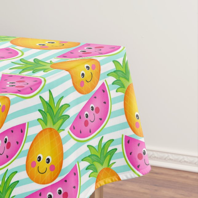 Summer Tropical Pineapple & Watermelon Pattern Tablecloth (In Situ)