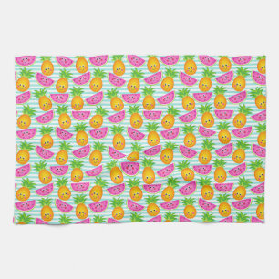 Summer Tropical Pineapple & Watermelon Pattern Tea Towel
