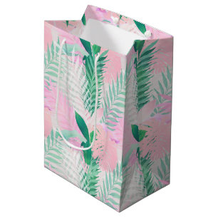 Summer Tropical Pink Mint Palm Foliage Greenery Medium Gift Bag