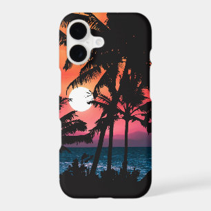 Summer Tropical Pink Orange Palm Trees Sunset