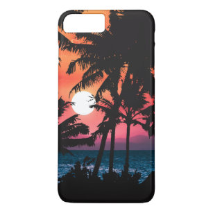 Summer Tropical Pink Orange Palm Trees Sunset Case-Mate iPhone Case