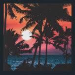 Summer Tropical Pink Orange Palm Trees Sunset Faux Canvas Print<br><div class="desc">This tropical and cool design is perfect for the hot summer months. It features an artsy and modern neon pink, orange, and purple neon sunset with black palm tree silhouettes with a bright shining sun. It's beautiful, gorgeous, and picturesque! ***IMPORTANT DESIGN NOTE: For any custom design request such as matching...</div>