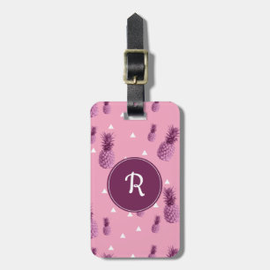 Summer tropical pink pineapple triangles pattern luggage tag