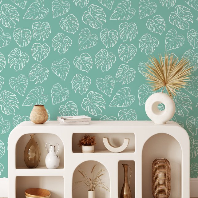 Summer Tropical Plant Leaves Wallpaper (In situ)