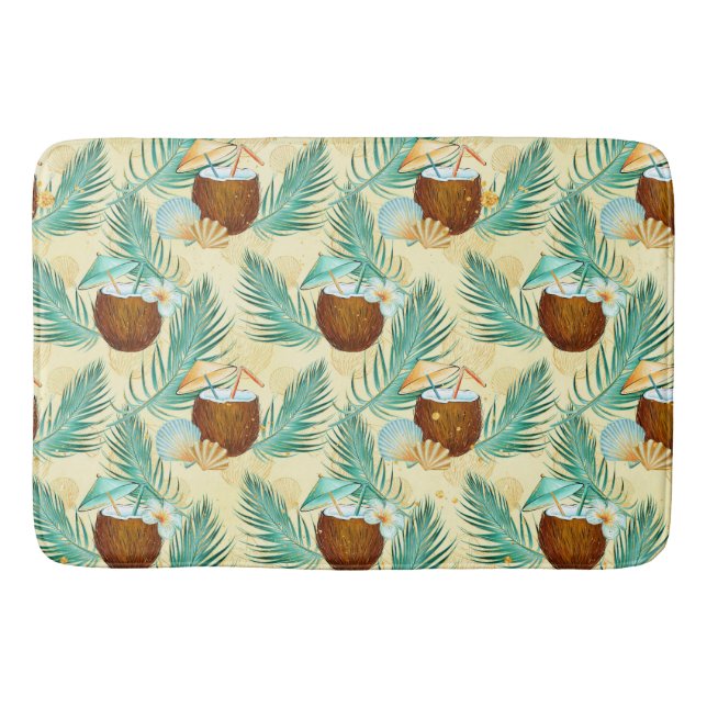 SUMMER TROPICAL PLANTS & FLOWERS  BATH MAT (Front)
