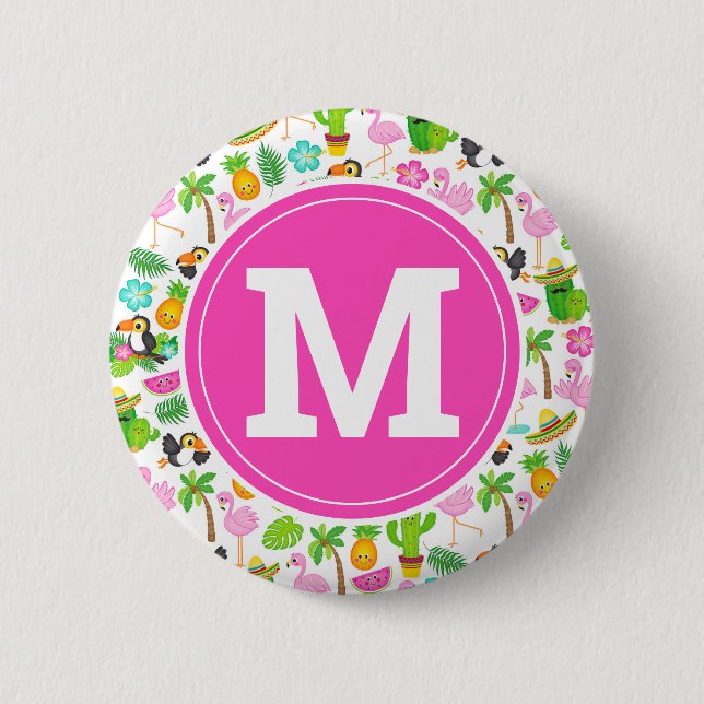 Summer Tropical Toucan and Floral  Pattern 6 Cm Round Badge (Front)