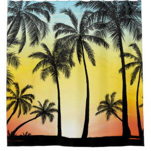 Summer tropical trees shower curtain
