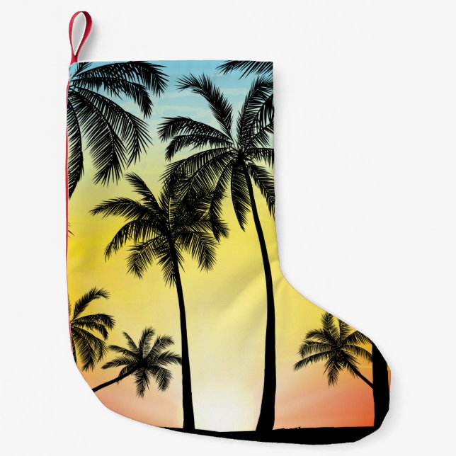 Summer tropical trees small christmas stocking (Front)